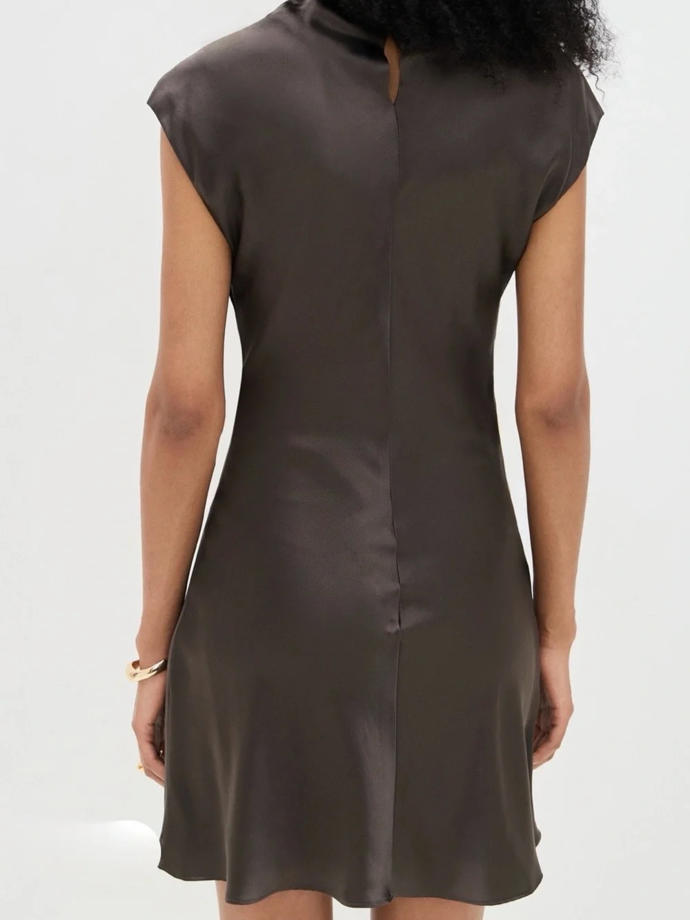 Reformation Rory Silk Dress in Black Pearl - Picture 3 of 7